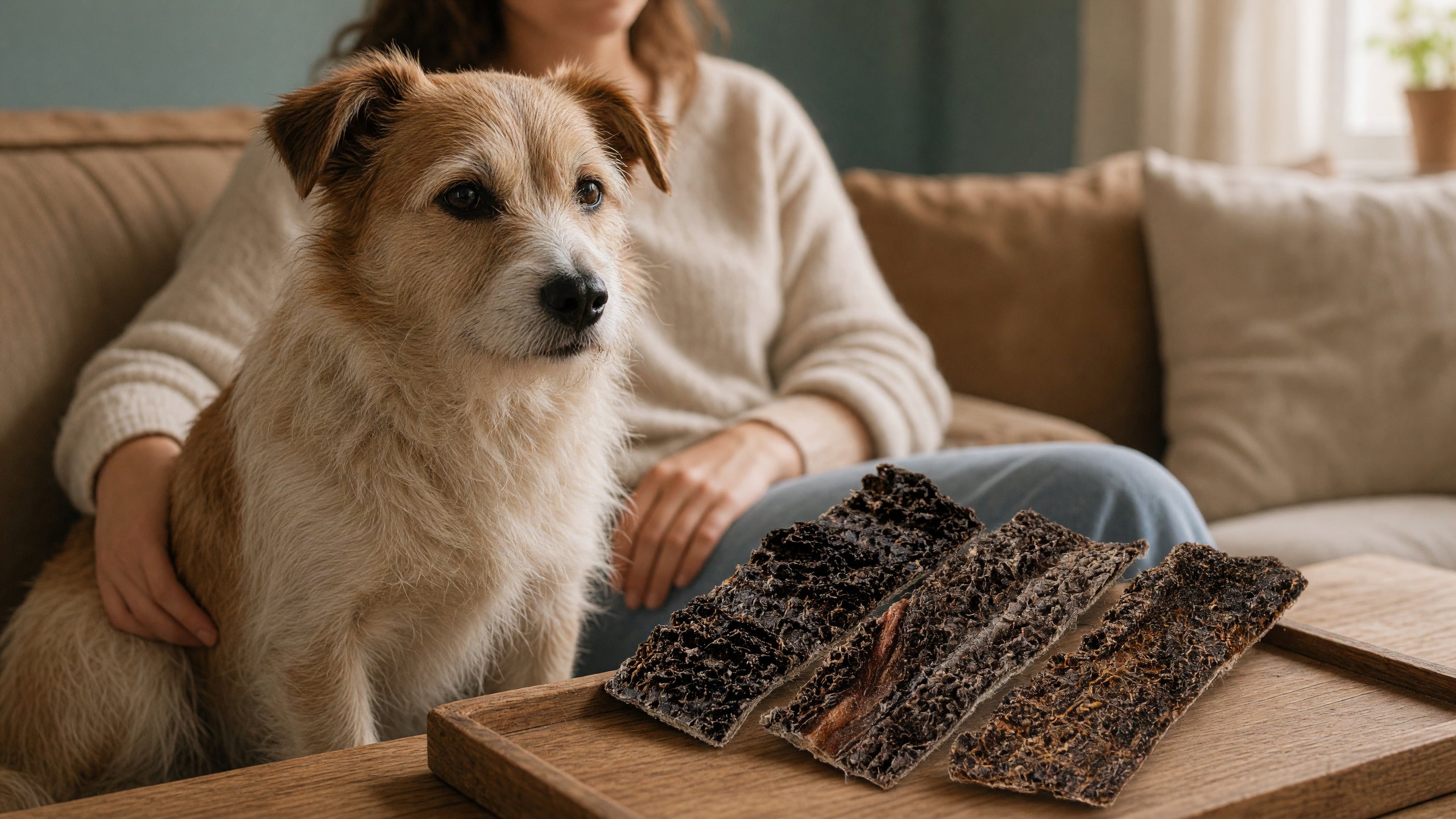 Ruhiger Moment mit Hund und Kauartikel zu Hause